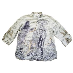 Citron Santa Monica Silk Koi Fish Blouse